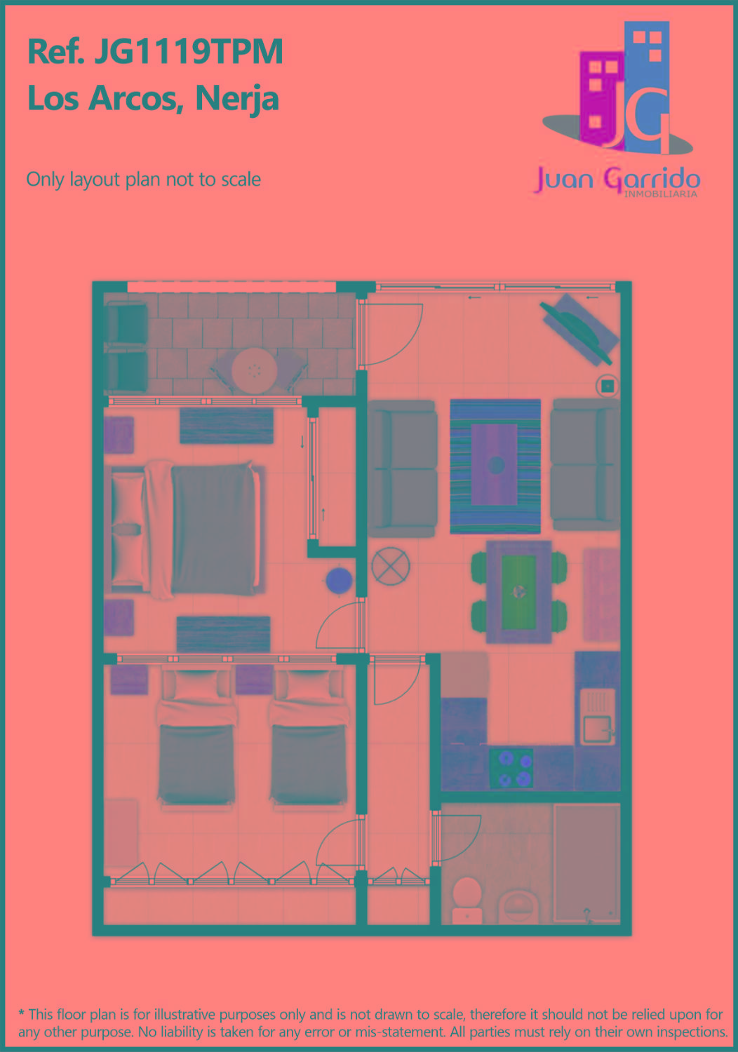 Encantador apartamento con amplia terraza, jardín, patio y jacuzzi privado.