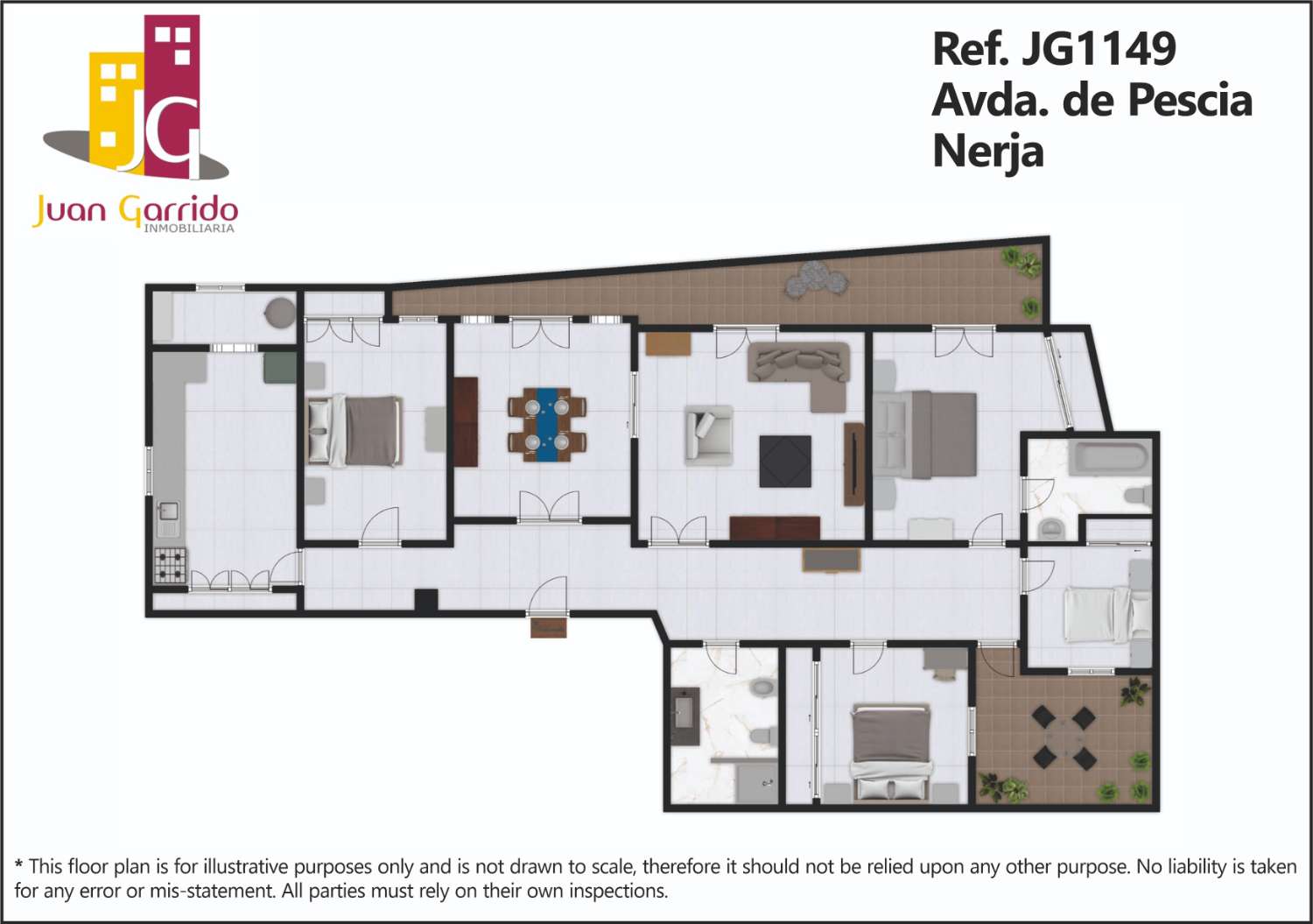Amplio apartamento de 4 dormitorios con terraza y vistas al mar en Nerja
